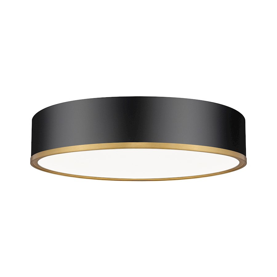 Z-Lite Bradley 1 Light 20.25" Flush Mount, Black/Gold/Frosted - 1018F20-MB-MGLD-LED
