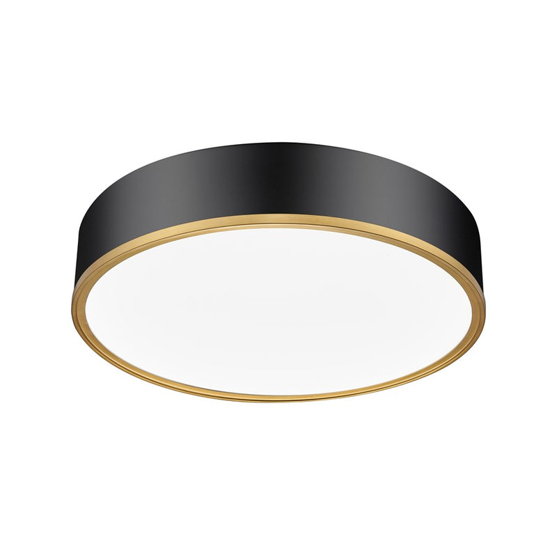 Z-Lite Bradley 1 Light 20.25" Flush Mount, Black/Gold/Frosted