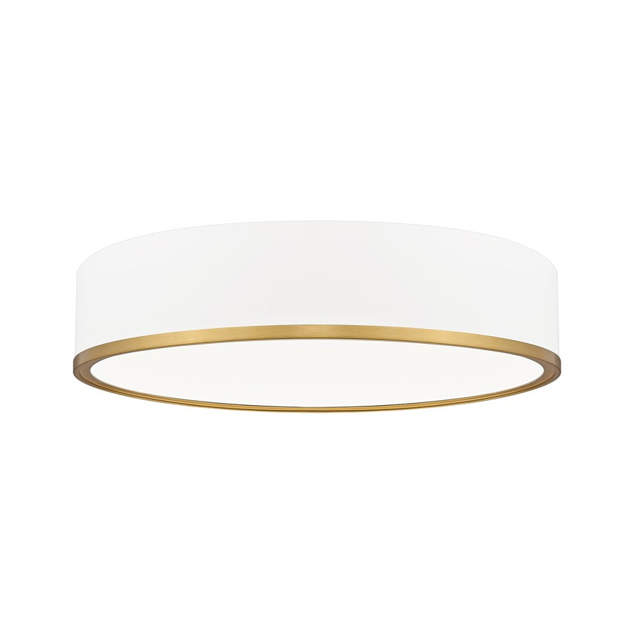 Z-Lite Bradley 1Lt 20.25" Flush Mount, White/Gold/Frosted - 1018F20-MW-MGLD-LED