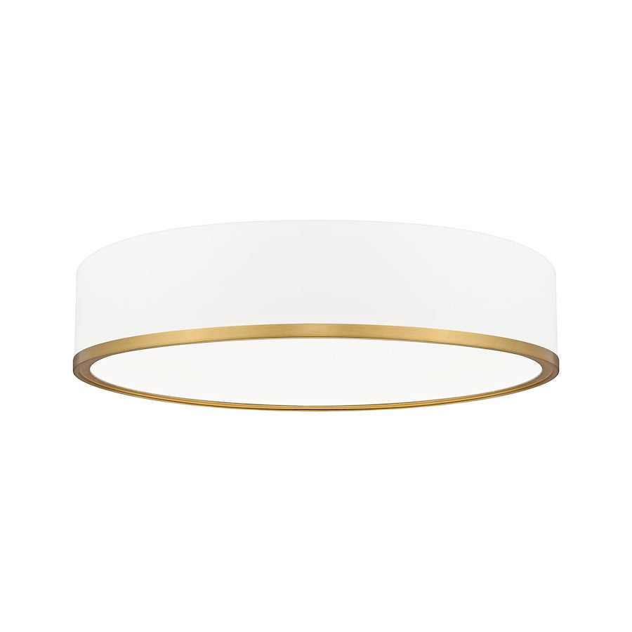 Z-Lite Bradley 1 Light 20.25" Flush Mount, White/Gold/Frosted - 1018F20-MW-MGLD-LED