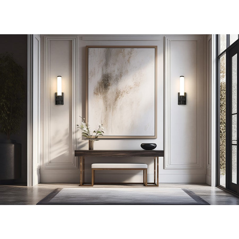 Z-Lite Idris 1 Light 4" Wall Sconce, Matte Black/Opal White