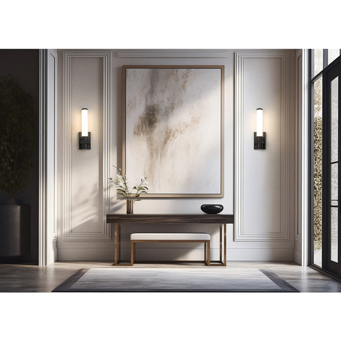 Z-Lite Idris 1 Light 4" Wall Sconce, Matte Black/Opal White