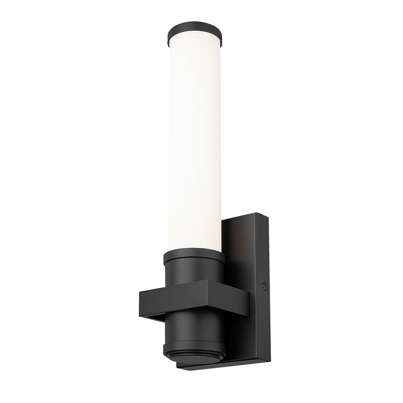 Z-Lite Idris 1 Light 4" Wall Sconce, Matte Black/Opal White