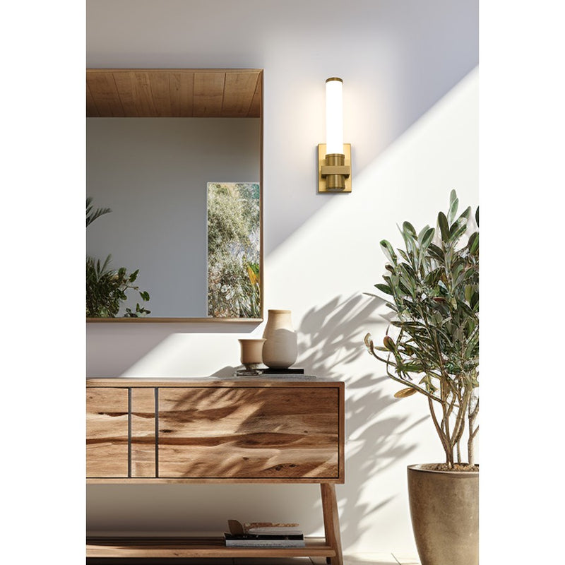 Z-Lite Idris 1 Light 4" Wall Sconce, Modern Gold/Opal White