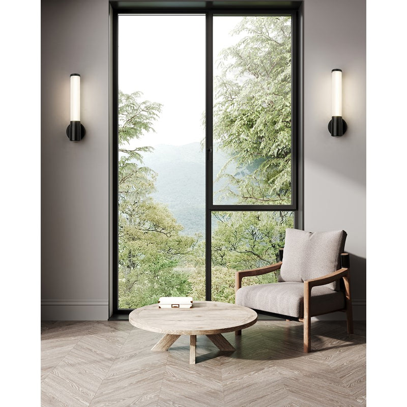 Z-Lite Warwick 1 Light 4" Wall Sconce, Matte Black/Opal White