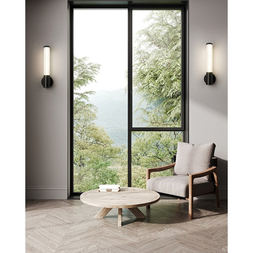 Z-Lite Warwick 1 Light 4" Wall Sconce, Matte Black/Opal White