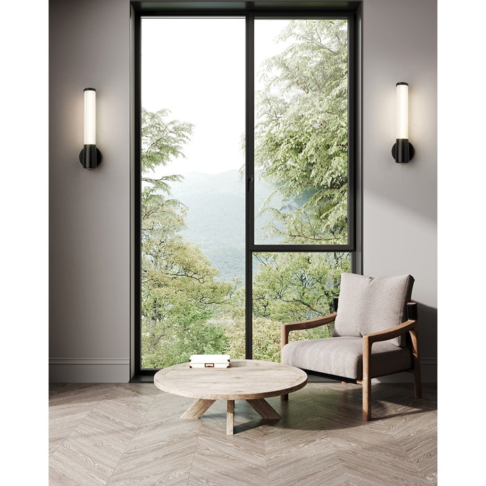 Z-Lite Warwick 1 Light 4" Wall Sconce, Matte Black/Opal White