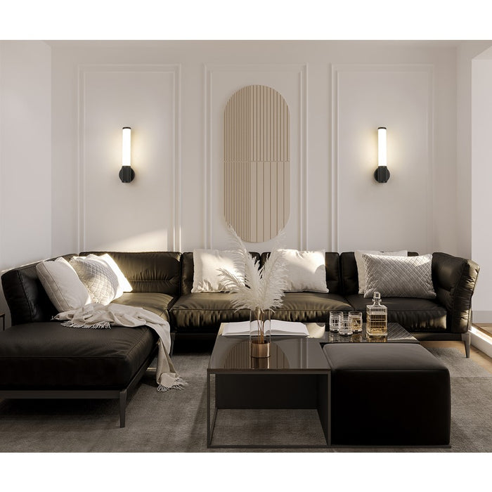 Z-Lite Solange 1 Light 4" Wall Sconce, Matte Black/Opal White