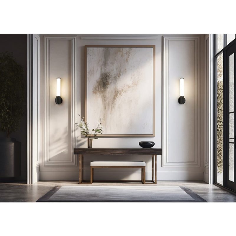 Z-Lite Solange 1 Light 4" Wall Sconce, Matte Black/Opal White
