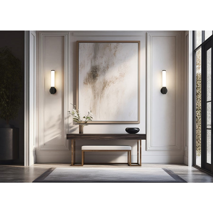 Z-Lite Solange 1 Light 4" Wall Sconce, Matte Black/Opal White