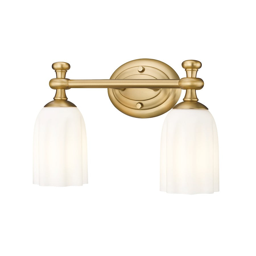 Z-Lite Orion 2 Light 13.75" Vanity, Modern Gold/Opal Etched - 1102-2V-MGLD