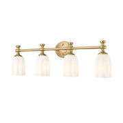 Z-Lite Orion 4 Light 31.25" Vanity, Modern Gold/Opal Etched - 1102-4V-MGLD