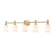 Z-Lite Orion 5 Light 40.25" Vanity, Modern Gold/Opal Etched - 1102-5V-MGLD
