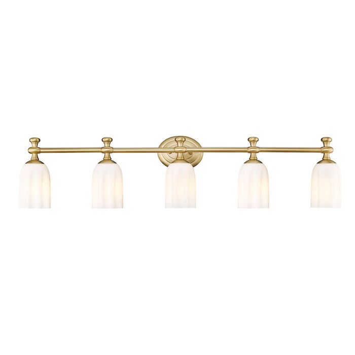 Z-Lite Orion 5 Light 40.25" Vanity, Modern Gold/Opal Etched