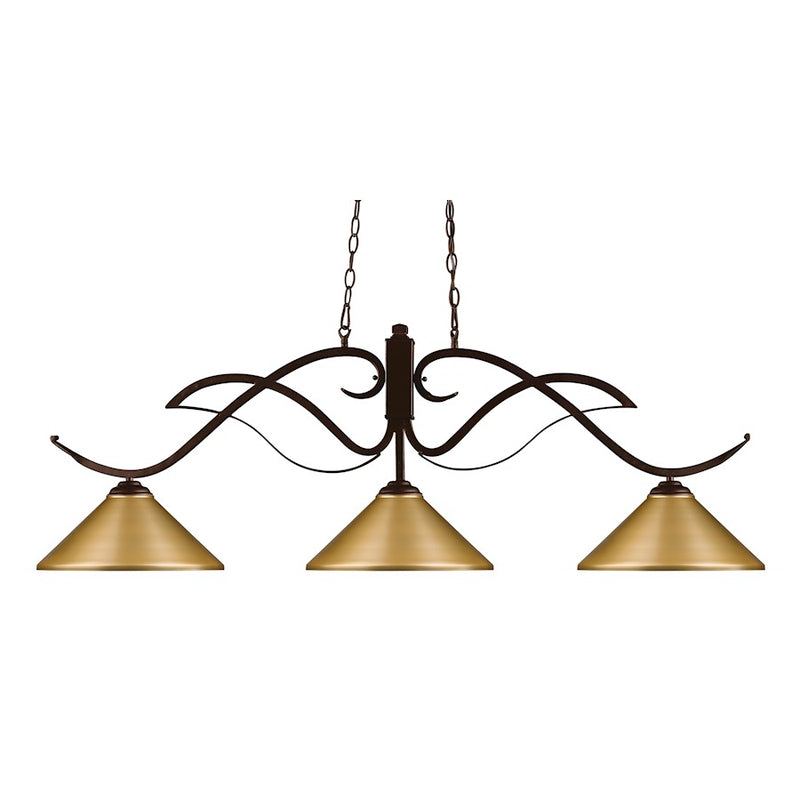 Z-Lite Phoenix 3 Light Island/Billiard Light, Bronze, Satin Gold - 126BRZ-MSG