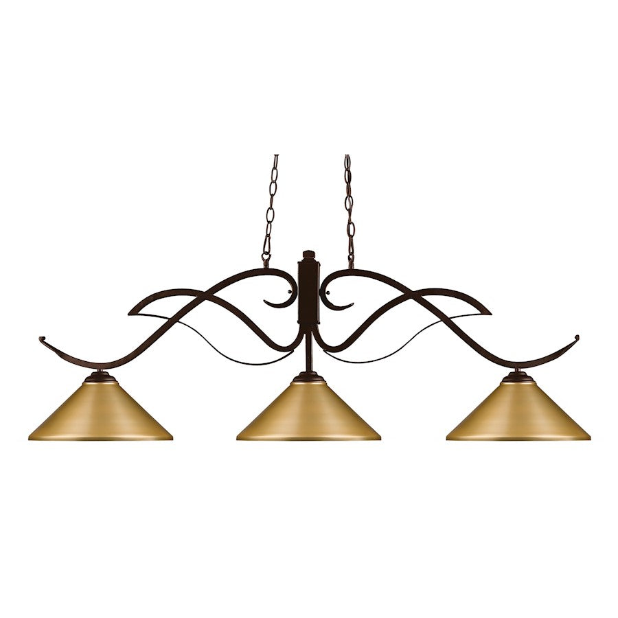 Z-Lite Phoenix 3 Light Island/Billiard Light, Bronze, Satin Gold - 126BRZ-MSG