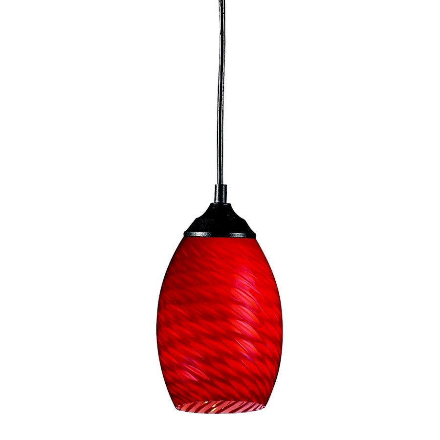 Z-Lite Jazz 1 Light Mini Pendant, Sand Black, Red - 131-RED