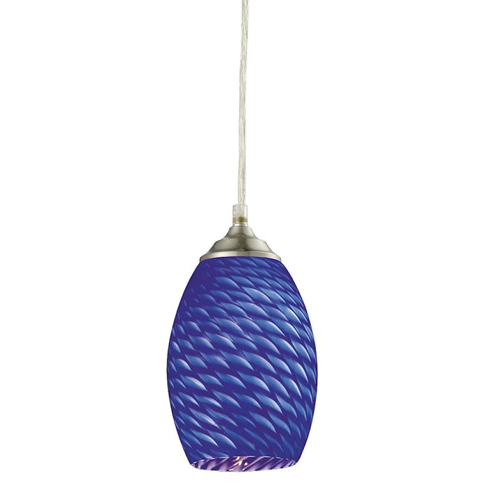 Z-Lite Jazz 1 Light Mini Pendant, Brushed Nickel, Blue - 131B-BN