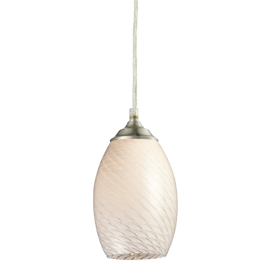 Z-Lite Jazz 1 Light Mini Pendant, Brushed Nickel, White - 131W-BN