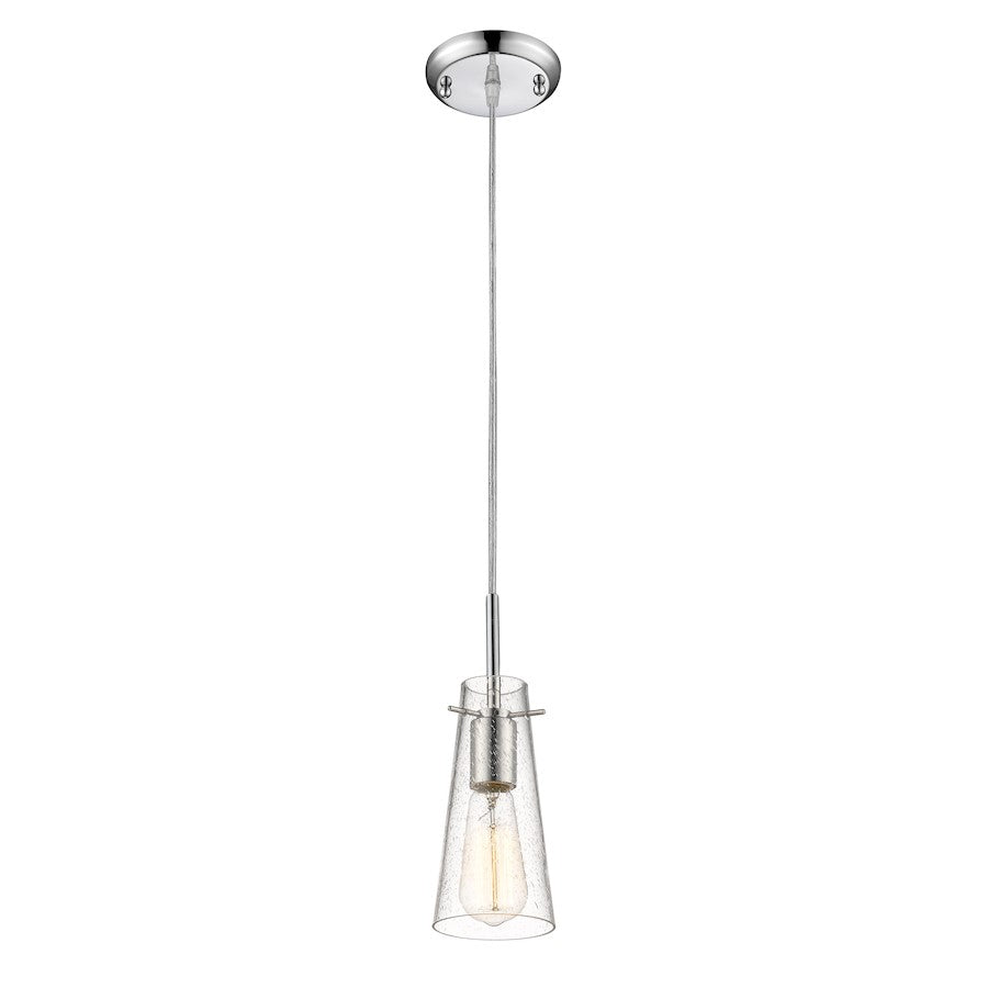 Z-Lite Monte 1 Light Mini Pendant, 4x10", Chrome, Clear Seedy - 132MP-CH