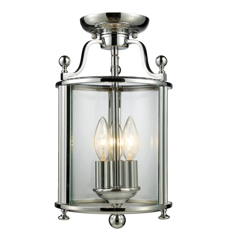 Z-Lite Wyndham 3 Light Semi-Flush Mount, Chrome, Clear - 134SF