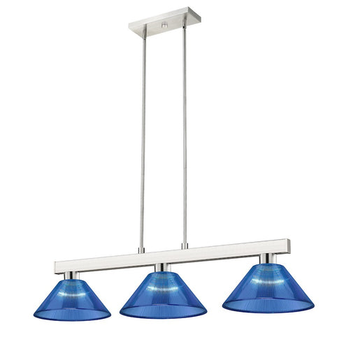 Z-Lite Coba Light 3 Light 8" Island/Billiard, Brushed Nickel, Dark Blue - 152BN-ARDB
