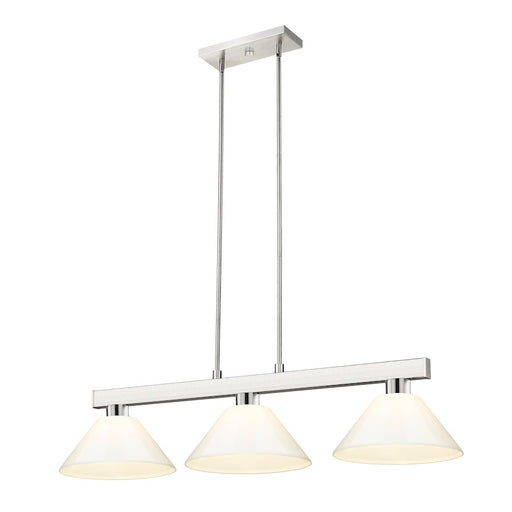 Z-Lite Coba Light 3 Light Billiard, Brushed Nickel/White - 152BN-PWH