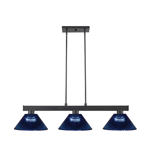 Z-Lite Coba Light 3 Light 8" Island/Billiard, Matte Black, Dark Blue - 152MB-ARDB