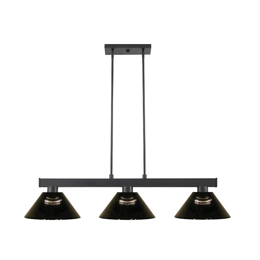 Z-Lite Coba Light 3 Light 8" Island/Billiard, Matte Black, Smoke - 152MB-ARS