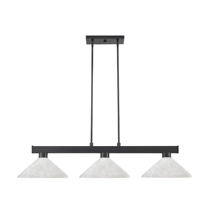 Z-Lite Coba Light 3 Light 8" Island/Billiard, Matte Black, White Linen - 152MB-AWL14