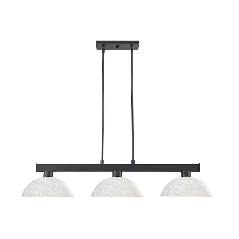 Z-Lite Coba Light 3 Light 8" Island/Billiard, Matte Black, While Linen - 152MB-DWL14