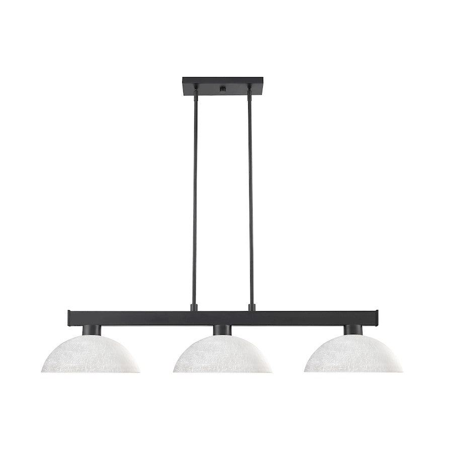 Z-Lite Coba Light 3 Light 8" Island/Billiard, Matte Black, While Linen - 152MB-DWL14