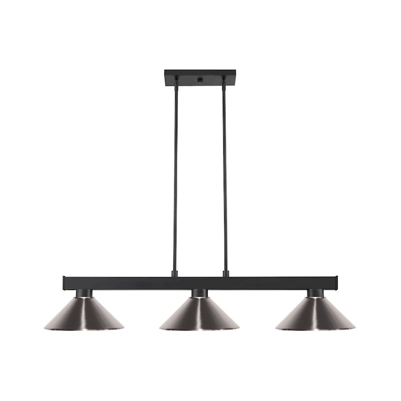 Z-Lite Coba Light 3 Light 8" Island/Billiard, Black, Brushed Nickel - 152MB-MBN
