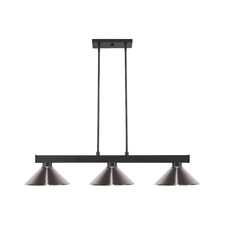 Z-Lite Coba Light 3 Light 8" Island/Billiard, Black, Brushed Nickel - 152MB-MBN