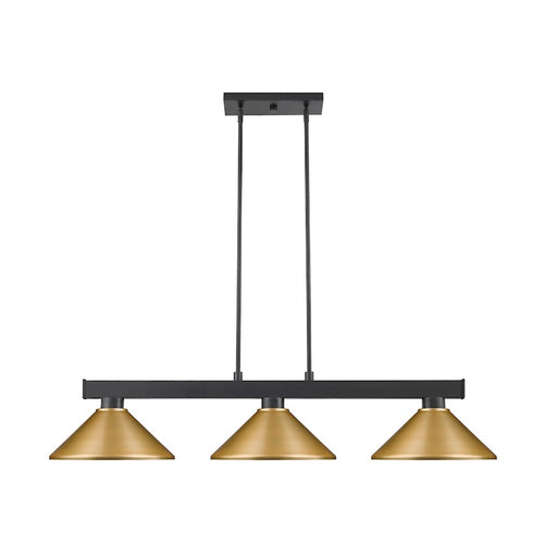 Z-Lite Coba Light 3 Light 8" Island/Billiard, Matte Black, Satin Gold - 152MB-MSG