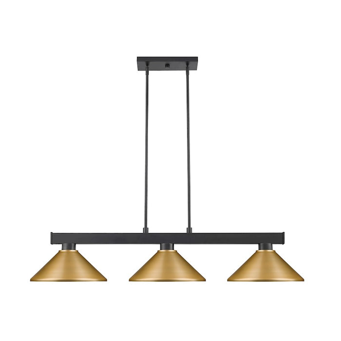 Z-Lite Coba Light 3 Light 8" Island/Billiard, Matte Black, Satin Gold - 152MB-MSG