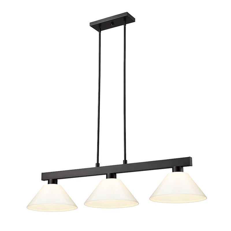 Z-Lite Coba Light 3 Light Billiard, Matte Black/White - 152MB-PWH