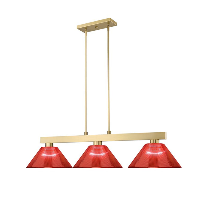 Z-Lite Cobalt 3 Light Billiard, Modern Gold/Burgandy