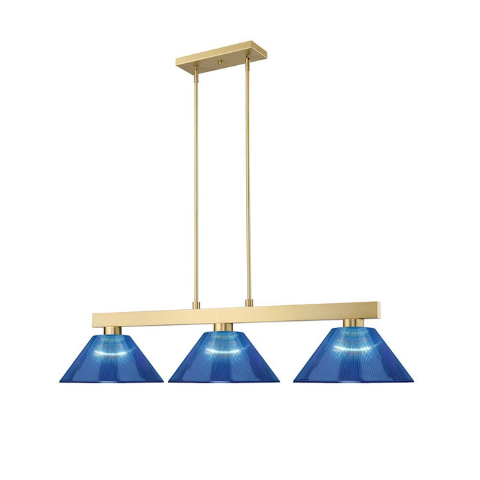 Z-Lite Cobalt 3 Light Billiard, Modern Gold/Dark Blue