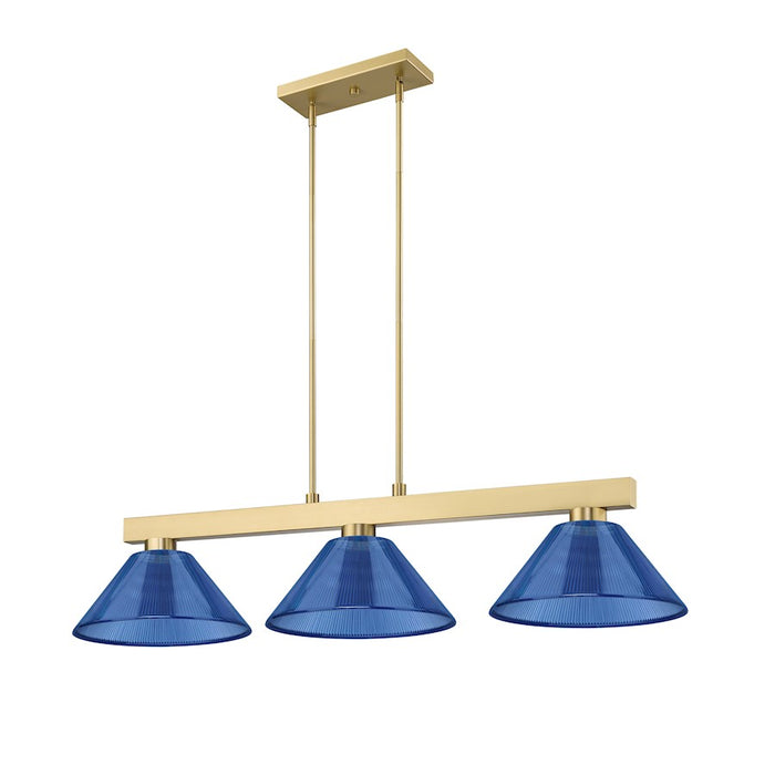 Z-Lite Cobalt 3 Light Billiard, Modern Gold/Dark Blue