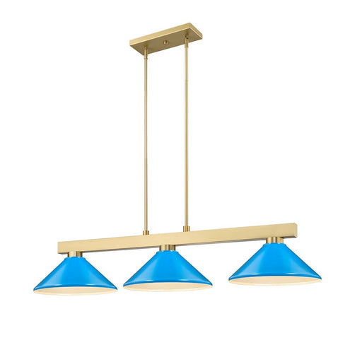 Z-Lite Cobalt 3 Light Billiard, Modern Gold/Electric Blue - 152MGLD-MEB