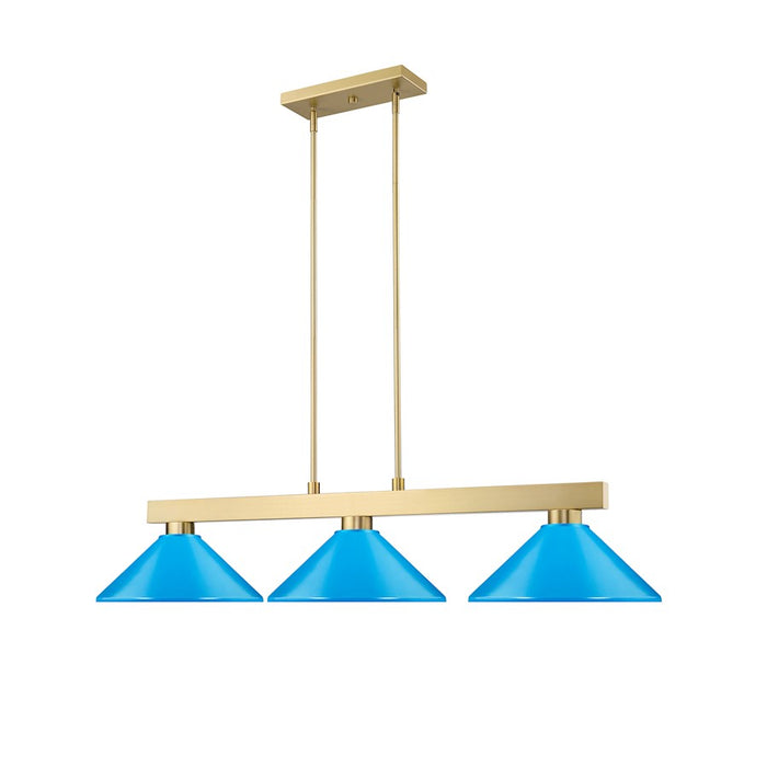 Z-Lite Cobalt 3 Light Billiard, Modern Gold/Electric Blue