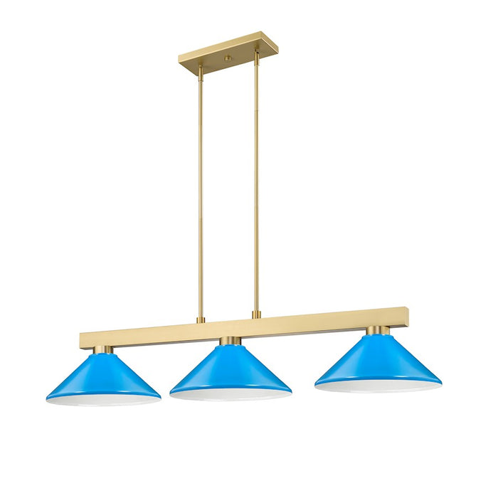 Z-Lite Cobalt 3 Light Billiard, Modern Gold/Electric Blue