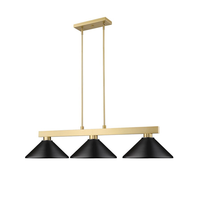 Z-Lite Cobalt 3 Light Billiard, Modern Gold/Matte Black