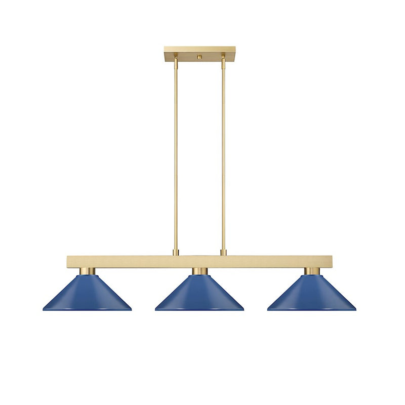 Z-Lite Cobalt 3 Light Billiard, Modern Gold/Navy Blue