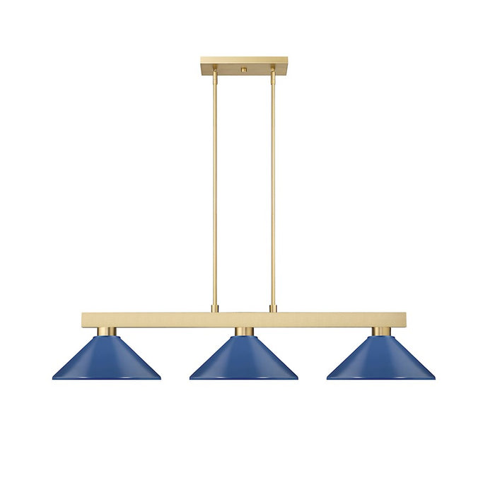 Z-Lite Cobalt 3 Light Billiard, Modern Gold/Navy Blue