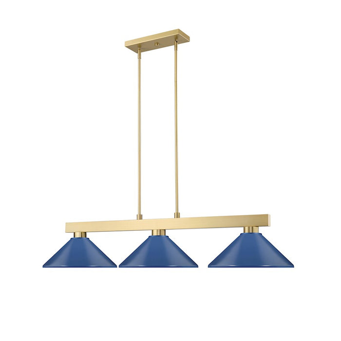 Z-Lite Cobalt 3 Light Billiard, Modern Gold/Navy Blue