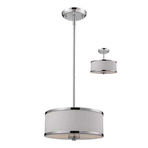Z-Lite Cameo 2 Light Convertible Pendant, Chrome, White Linen - 164-12