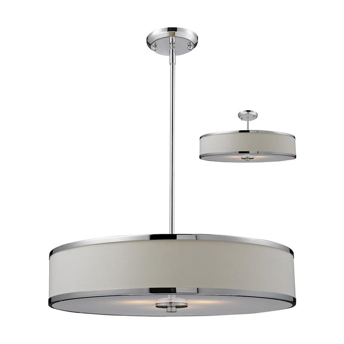 Z-Lite Cameo 3 Light Convertible Pendant, 23.63x6.8", Chrome, White Linen - 164-24