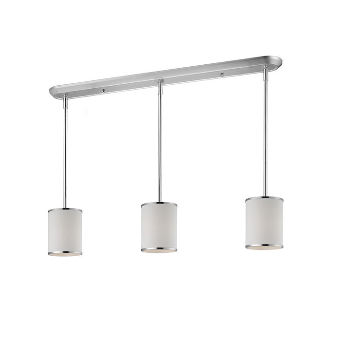 Z-Lite Cameo 3 Light Island/Billiard Light, Chrome, White Linen - 164-6-3
